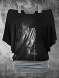 Women's Vintage Jesus Art Printed Gothic Two Piece Top