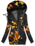 Women's Maple Leaf Print Casual Track Jacket