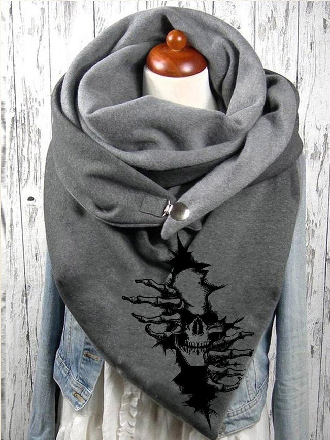 Skull Thermal Fleece Casual Scarf and Shawl