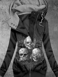 Women's Punk Skull Print Hooded Sweatjacke