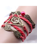 Deathly Hallows Vintage Leather Strap Bracelet Various Owl Wing Bracelets Snitch