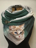 Autumn And Winter Cute Cat Illustration Casual Scarf and Shawl