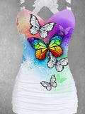 Women's Vintage Butterfly Art Print Art Tank Top