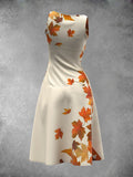 Women's Maple Leaf Print Sleeveless Dress