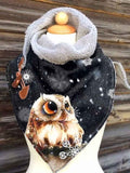 Women's Vintage Winter Owl Print Casual Wrap Scarf
