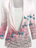 Women's Vintage Shiny Butterflies Art Fake Two Piece Printed Casual Top