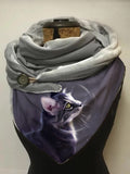 Autumn And Winter Cute Cat Illustration Casual Scarf and Shawl