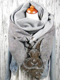 Ladies Rabbit Print Cozy Warm Scarf