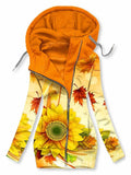 Women's Sunflower Art Print Casual Sweatjacken