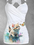 Women's Vintage cat Print Art Tank Top