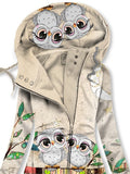 Women's Winter Owl Art Print Casual Track Jacket