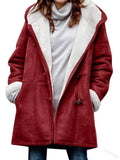 Woman's Autumn And Winter Fashion Horn Button Fleece Warm Jacket Cardigan