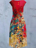 Women's Butterfly Artistic Design Print Maxi Dress