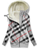 Women's Winter Houndstooth Print Casual Track Jacket