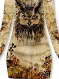 Women's Vintage Art Owl Casual Sweatshirt