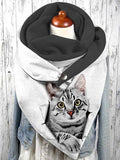 Women's Cat Print Casual Wrap Scarf