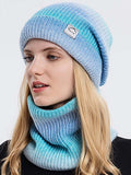 Winter Gradient Wool Hat Thickened Warm Ear Protection And Cold Protection Two-Piece Set