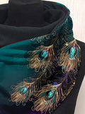 Feather Gold Foil Casual Print Scarf