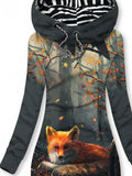 Women's Winter Fox Print Casual Sweatshirt