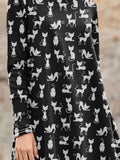 Women's Cat Silhouette Print Casual Turtleneck Top