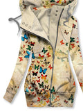 Women's Winter Butterfly Art Print Casual Track Jacket