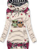 Women's Owl Floral Print Sweatjacke