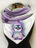 Penguin-print slouchy fleece scarf and shawl