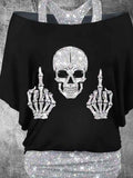 Women's Vintage Punk Skull Printed Two Piece Top