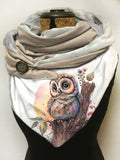 Owl-print slouchy fleece scarf and shawl