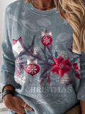 Women's Christmas Flower Print Casual Sweatshirt