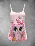 Women's Owl Art Design Two Piece Suit Top