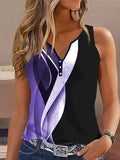 Women's Tank Top Black Red Purple Graphic Button Print Sleeveless Casual Basic V Neck Regular S