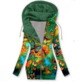 Women's Casual Jacket Hoodie Jacket Casual Streetwear St. Patrick's Day Pocket Print Street Daily Valentine's Day Going out Coat Polyester Long Green Black Blue Fall Winter Zipper Hoodie Regular Fit