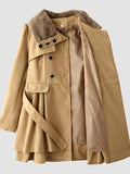 Women's Coat Long Fur With Belt Button Front Asian Size Coat