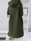 Women's Coat Hoodie Jacket Casual St. Patrick's Day Quilted Casual Daily Coat Polyester Long Green Black Gray Fall Winter Zipper Hoodie Regular Fit S M L XL XXL 3XL / Warm / Solid Color / V Neck