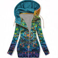 Women's Casual Jacket Hoodie Jacket Casual Streetwear St. Patrick's Day Pocket Print Street Daily Valentine's Day Going out Coat Polyester Long Green Black Blue Fall Winter Zipper Hoodie Regular Fit