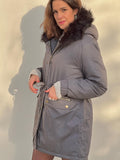 Women's Parka Long Fur Trim Drawstring Pocket Coat Wine Red Green Black Gray Navy Blue St. Patrick's Day Street Fall Hoodie S M L XL 2XL 3XL / Windproof / Solid Color / Lined